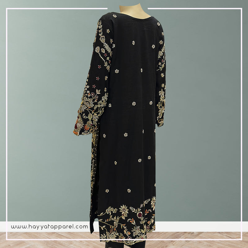 Khaadi Rawsilk Black - Luxury Pret - HAYYAT APPAREL