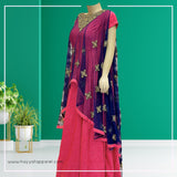 Rawsilk Frock & Bareeze Net Cape Shocking pink & Blue - Festive Pret - HAYYAT APPAREL