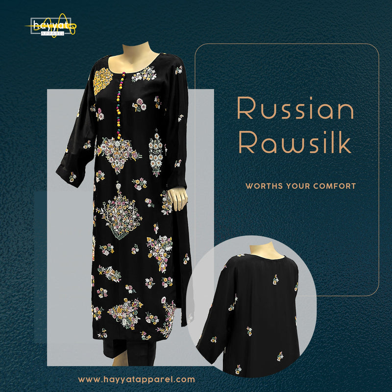 Russian Rawsilk Black - Festive Pret - HAYYAT APPAREL