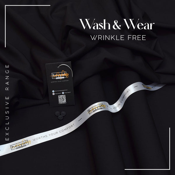 Wrinkle Free Wash & Wear - Jet Black - HAYYAT APPAREL