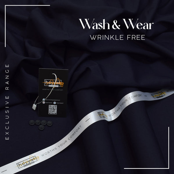 Wrinkle Free Wash & Wear - Navy Blue - HAYYAT APPAREL